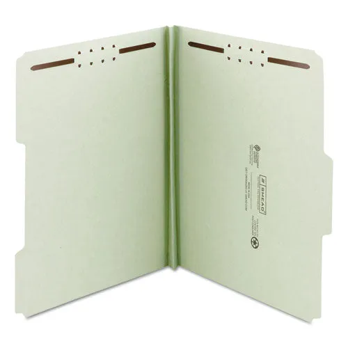 100% Recycled Pressboard Fastener Folders, Legal Size, Gray-green, 25-box