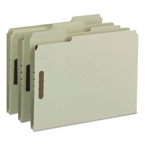 100% Recycled Pressboard Fastener Folders, Letter Size, Gray-green, 25-box