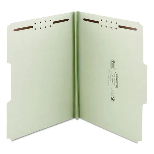 100% Recycled Pressboard Fastener Folders, Letter Size, Gray-green, 25-box