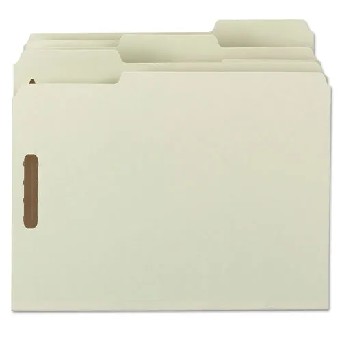 100% Recycled Pressboard Fastener Folders, Letter Size, Gray-green, 25-box