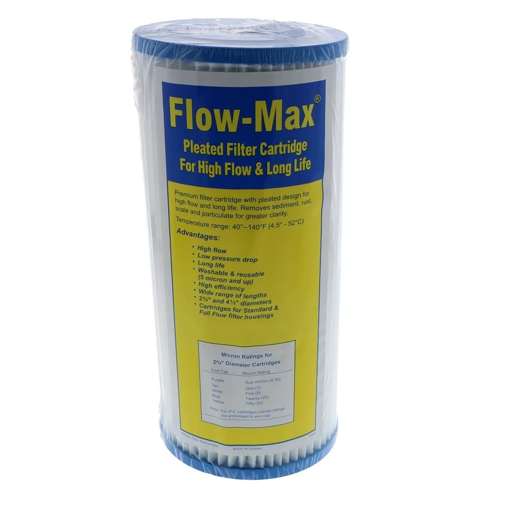 10" × 4-1/2" BB Flow-Max Pleated - 5 Mic Filter