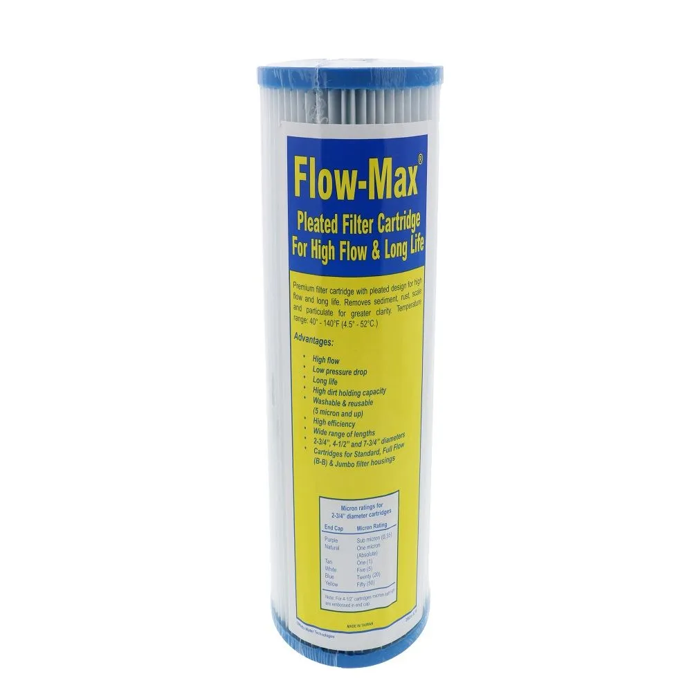 10" × 4-1/2" BB Flow-Max Pleated - 50 Mic Filter