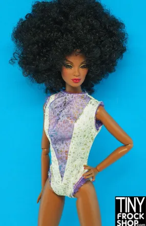 12" Fashion Doll Purple and White Sparkle Bodysuit