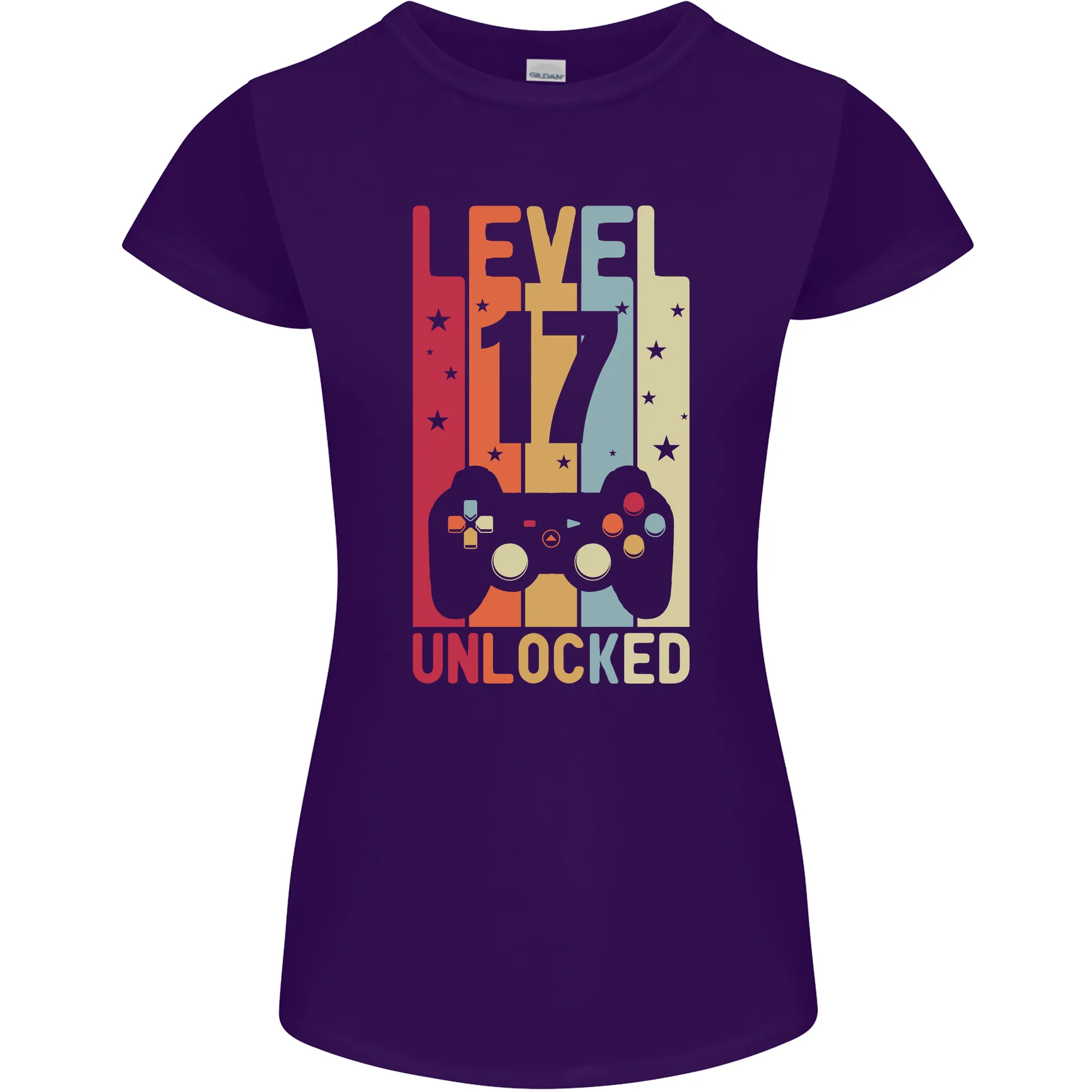 17th Birthday 17 Year Old Level Up Gaming Womens Petite Cut T-Shirt