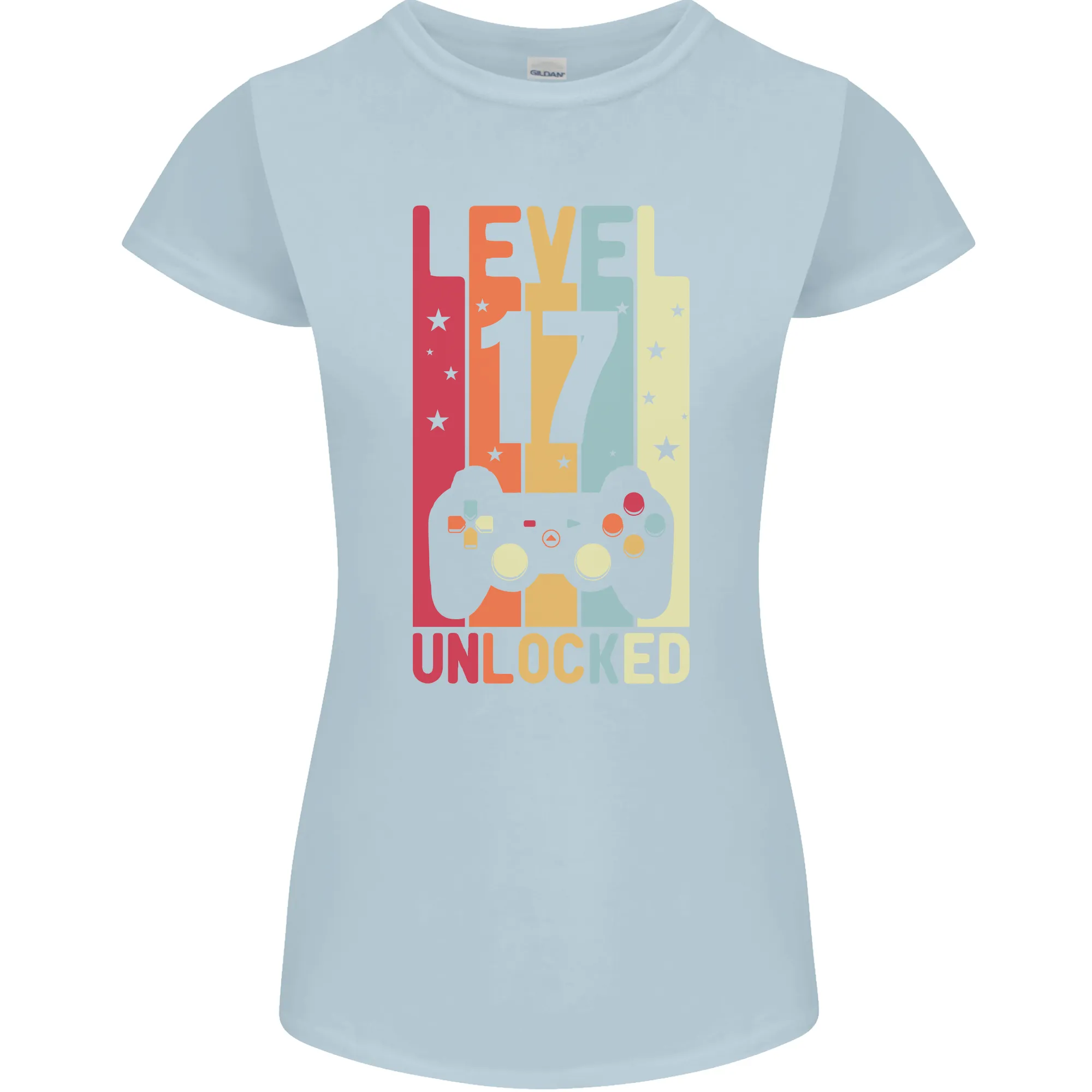 17th Birthday 17 Year Old Level Up Gaming Womens Petite Cut T-Shirt