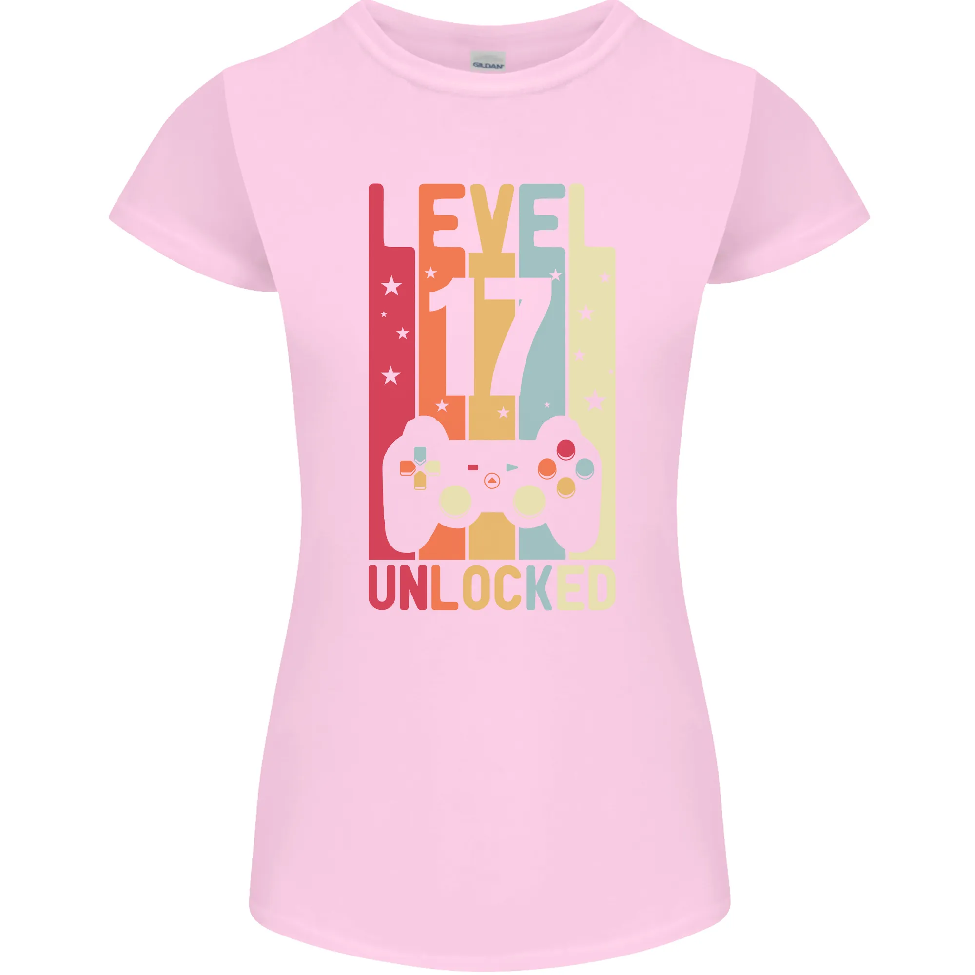 17th Birthday 17 Year Old Level Up Gaming Womens Petite Cut T-Shirt