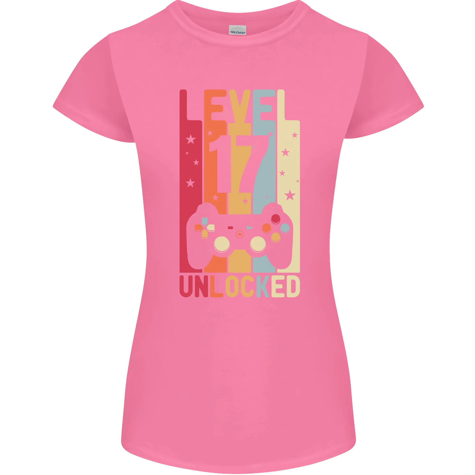 17th Birthday 17 Year Old Level Up Gaming Womens Petite Cut T-Shirt