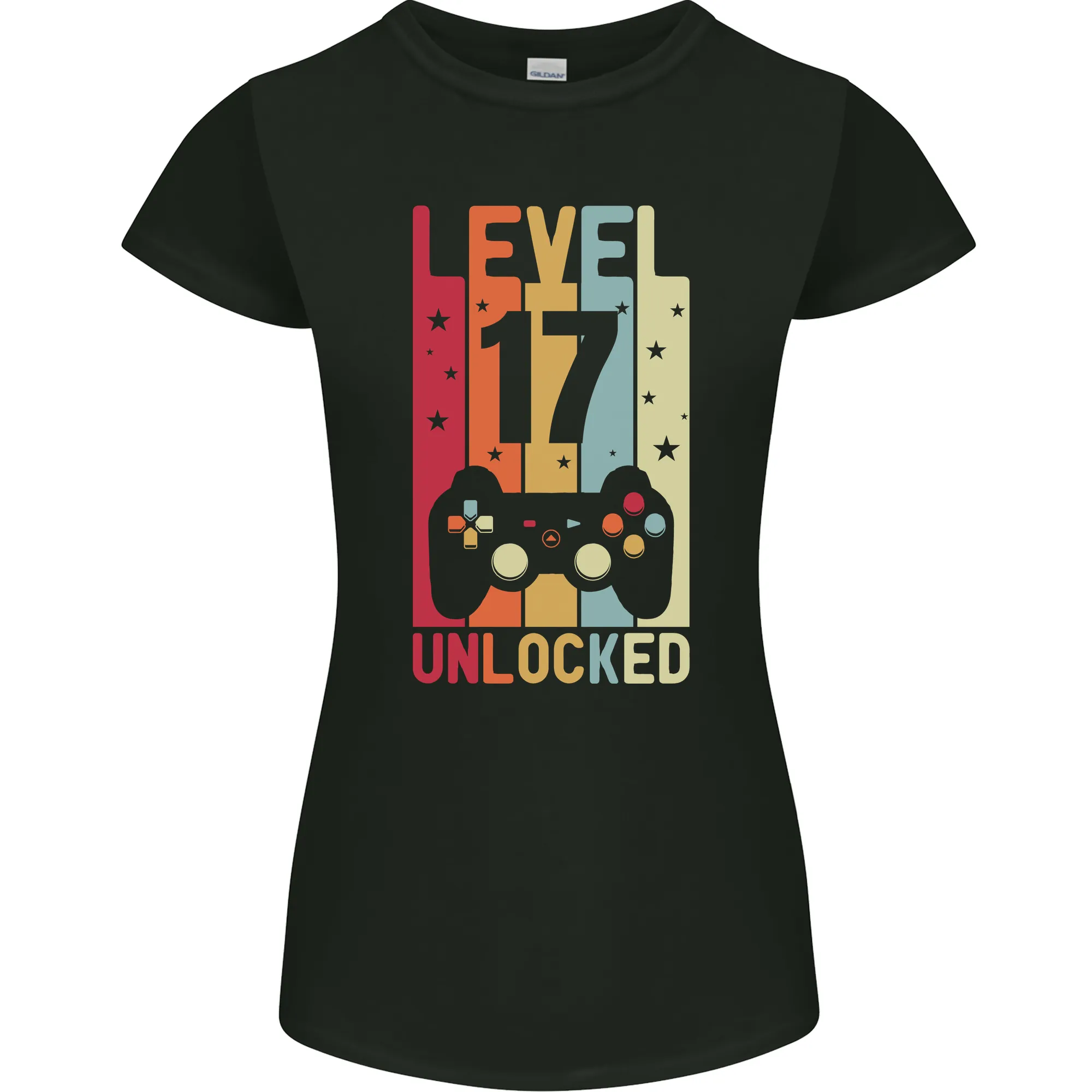 17th Birthday 17 Year Old Level Up Gaming Womens Petite Cut T-Shirt