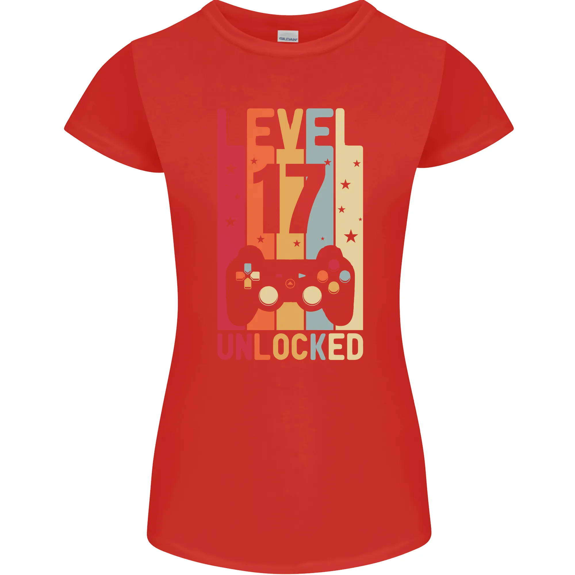 17th Birthday 17 Year Old Level Up Gaming Womens Petite Cut T-Shirt