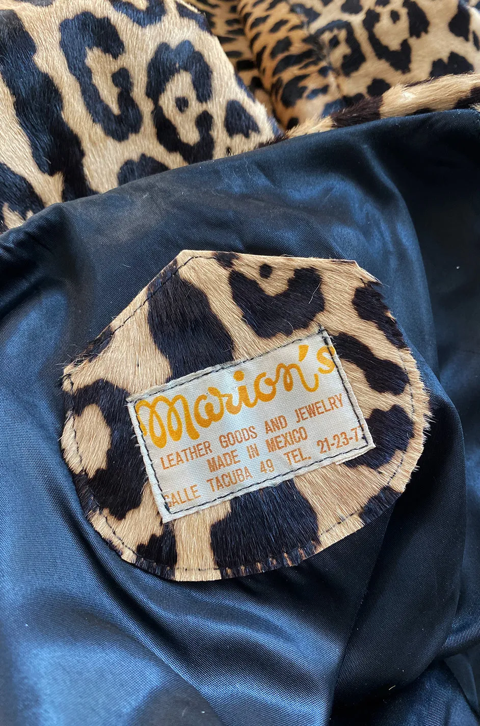 1960s Mexican Leopard Print Pony Coat w Piped Leather Detailing