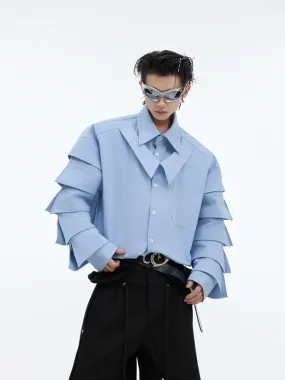 【24s Sep.】Shoulder-Pad Pleated Shirt