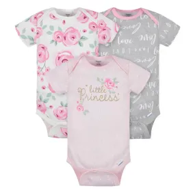 3-Pack Baby Girls Floral Short Sleeve Onesies® Bodysuits