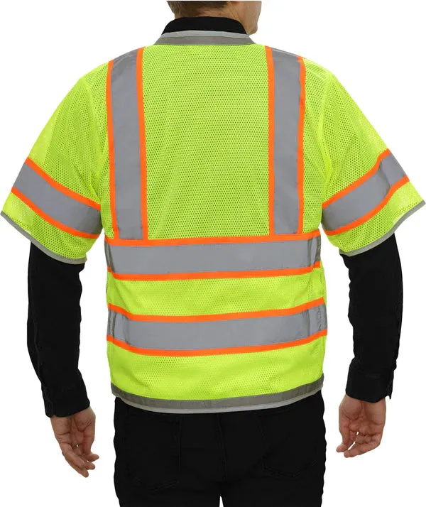 578ETLM Multi-Pocket Hi-Vis Lime Surveyor Vest with Contrasting Trim