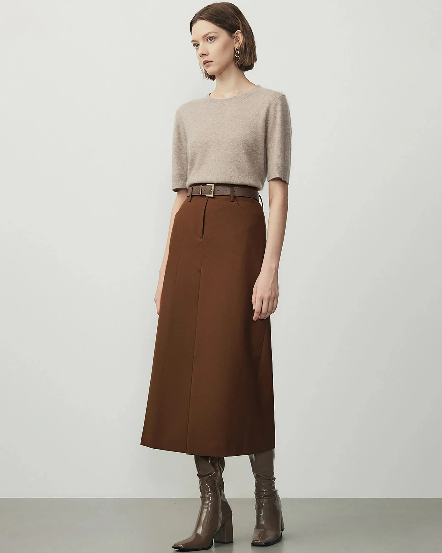 A Line Wool Midi Skirt