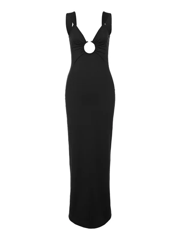 A&A V-neck Slip Backless Evening Maxi Dress