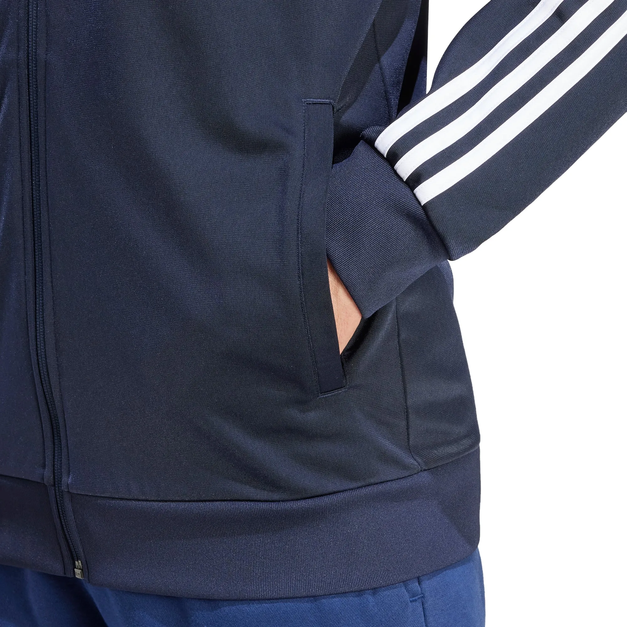 adidas Essentials Warm Up 3 Stripes Mens Track Jacket - Navy