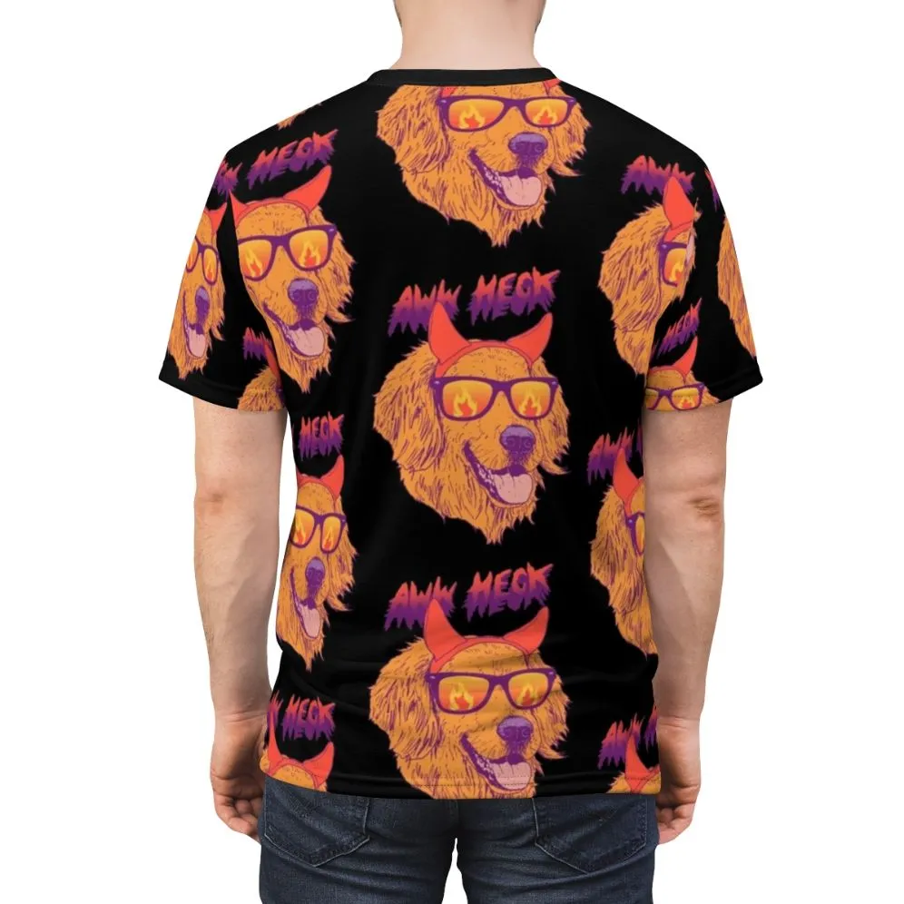 Adorable Golden Retriever Devil Tee - Retro 80s Inspired Design