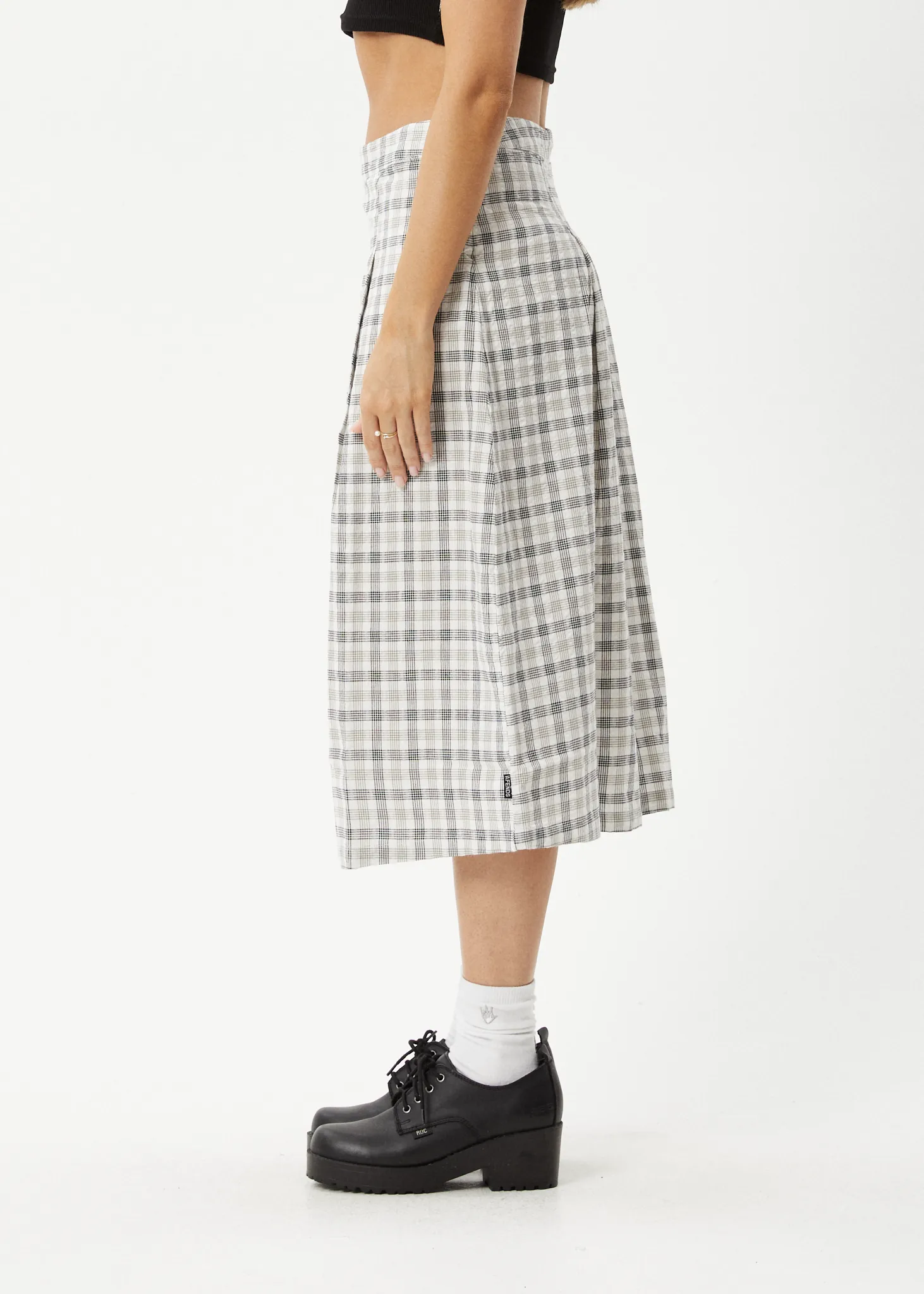 AFENDS Womens Leo - Check Midi Skirt - Black / White