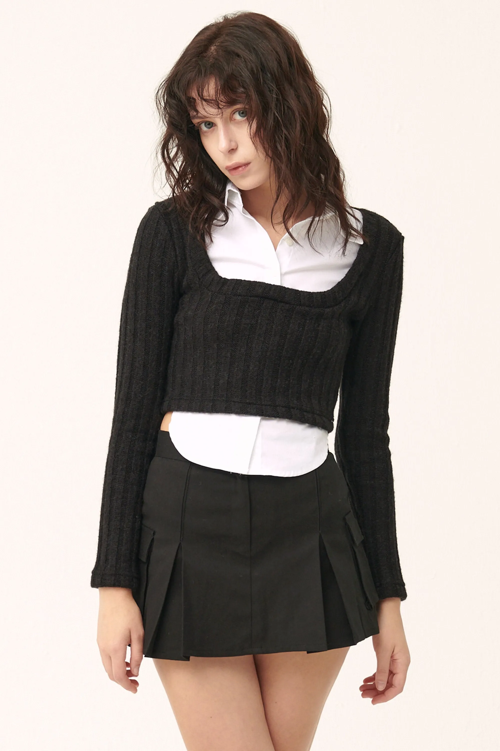 Amelia Shirt Inset Crop Top