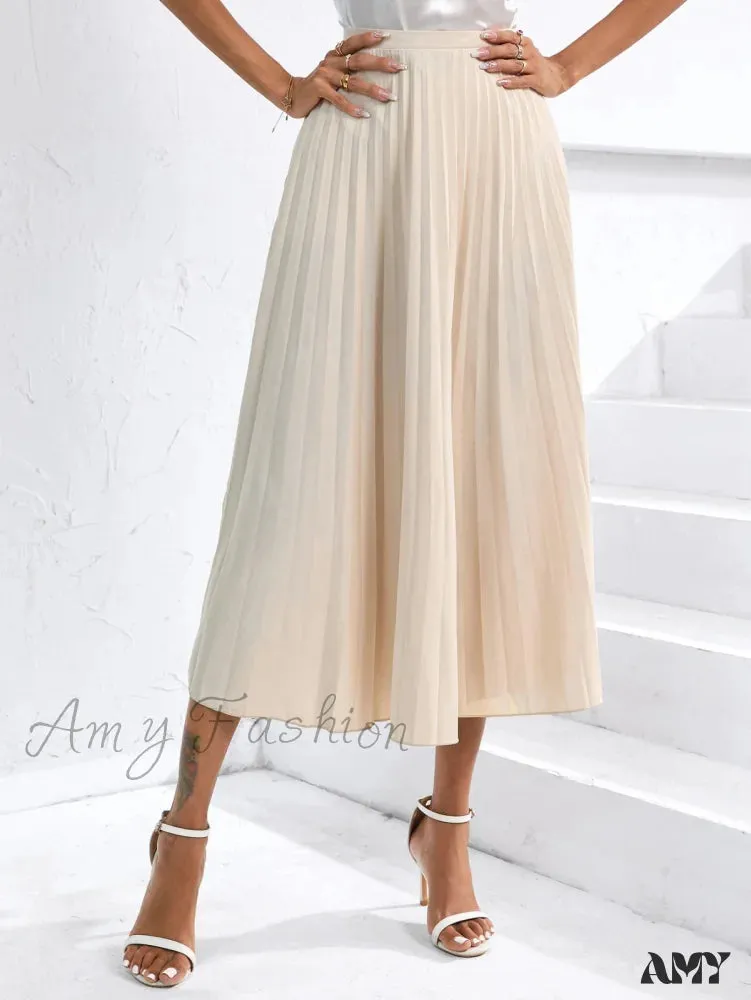 Amy Fashion - Solid Pleated Skirt Workwear