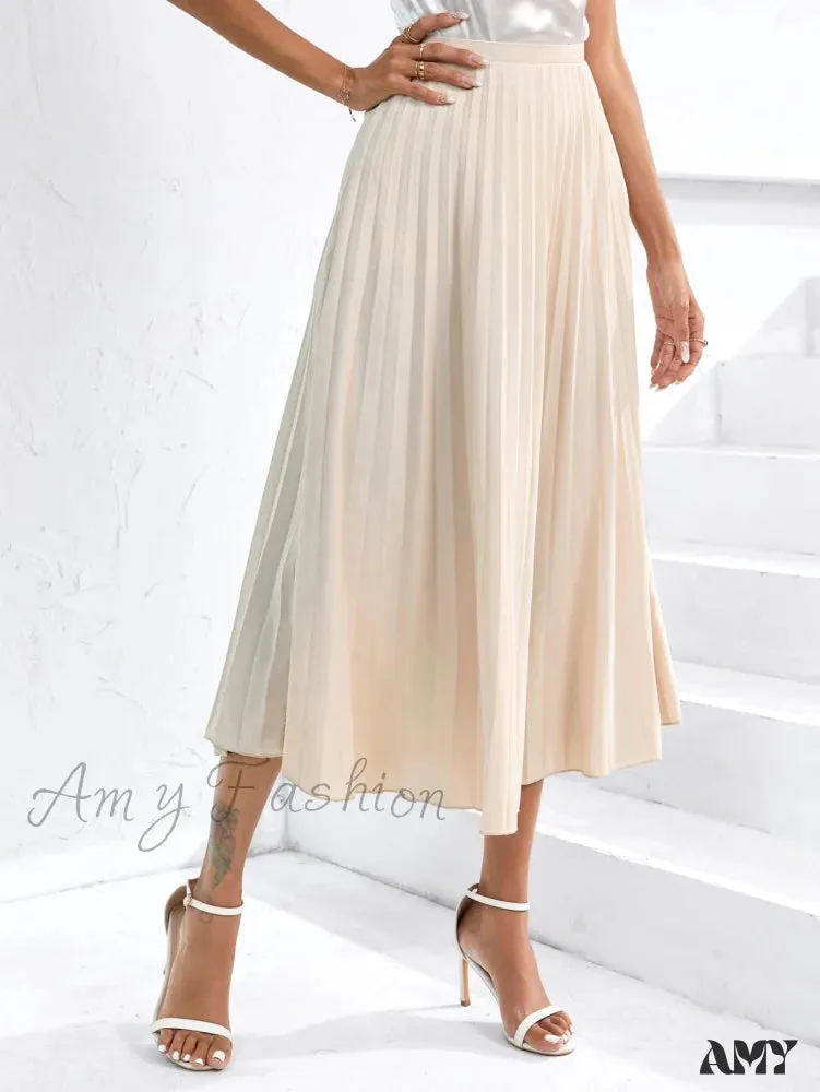 Amy Fashion - Solid Pleated Skirt Workwear