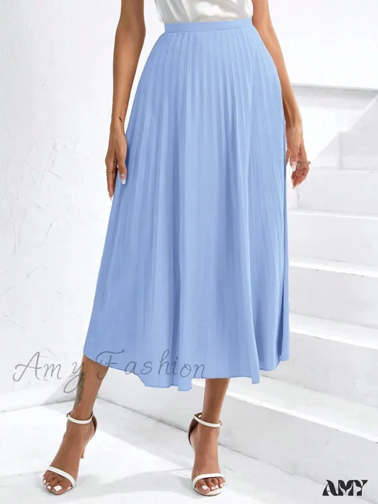 Amy Fashion - Solid Pleated Skirt Workwear