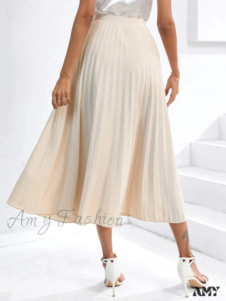 Amy Fashion - Solid Pleated Skirt Workwear