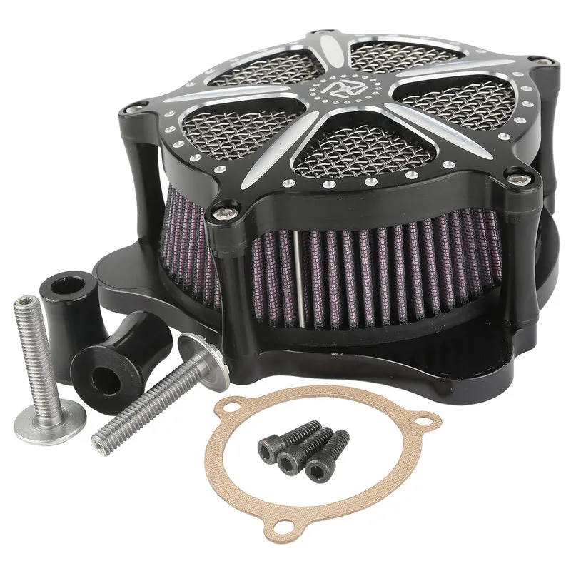 Attitude Inc Aluminium CNC Machined Air Filter Assembly ,EFI, For Harley Electra Glide Custom ,Black Machined Billet ,Kit