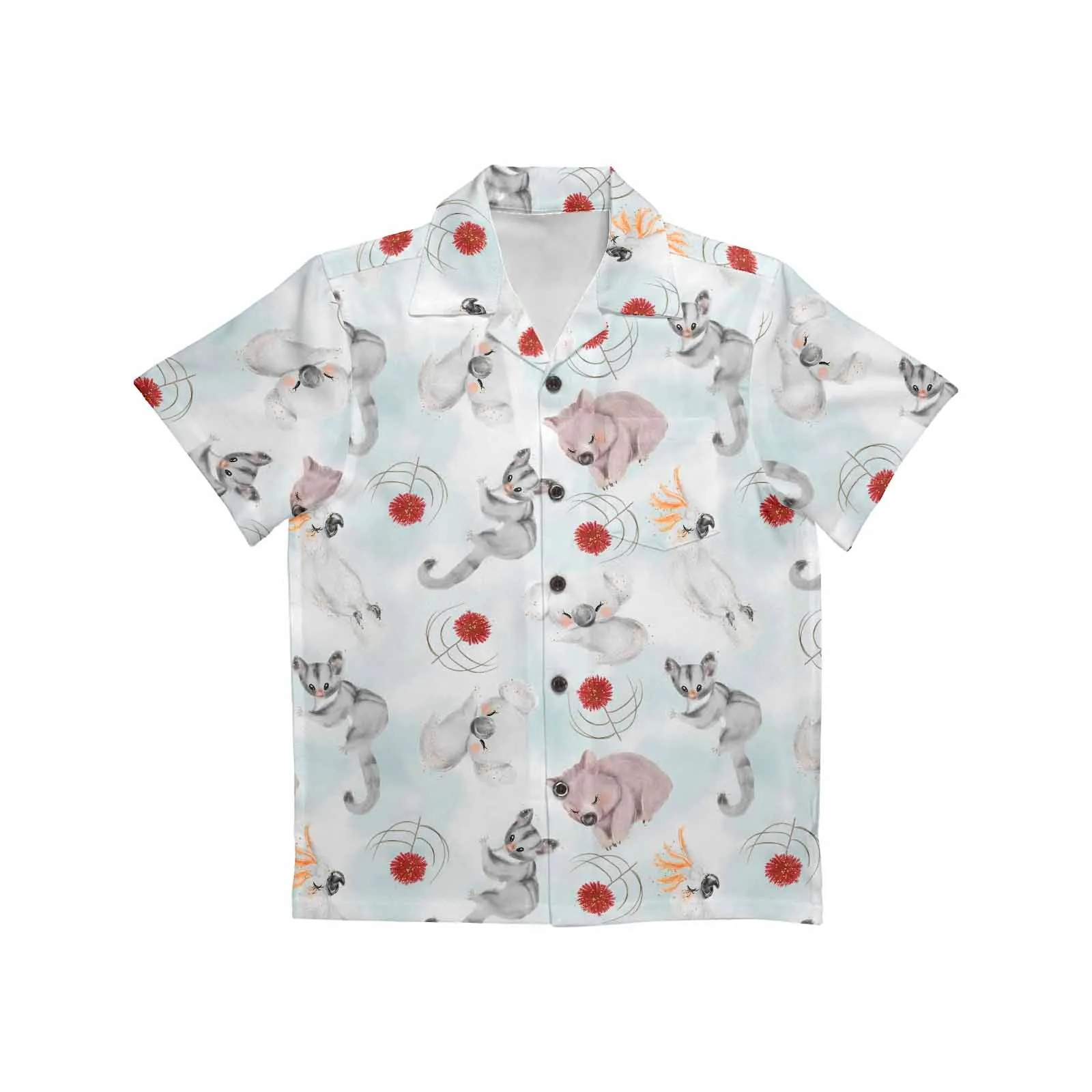 Australian Animals Koala, Sugar Glider, Wombat  Little Boys&#039; Hawaiian Shirt (Model T58)