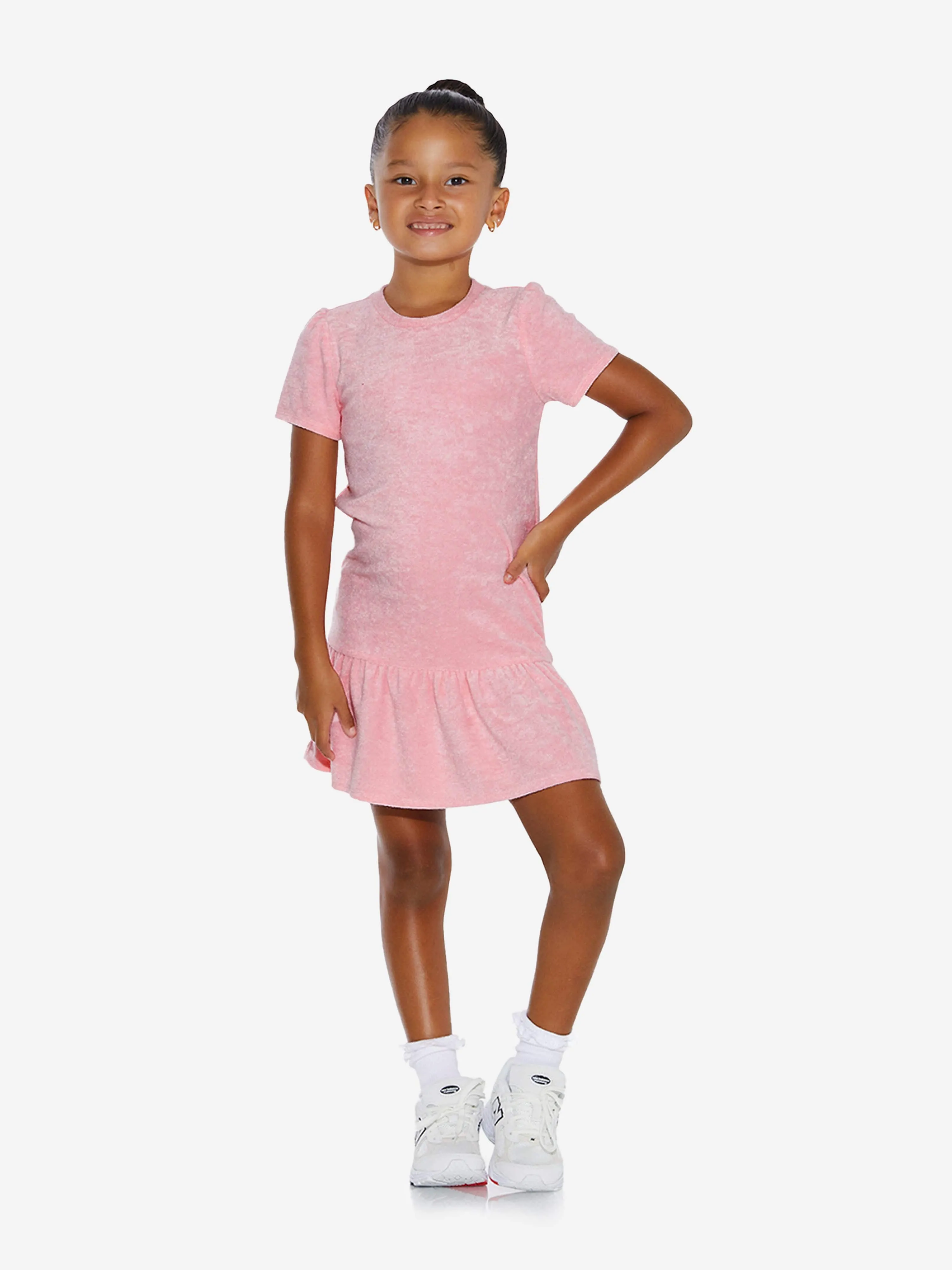 AY by AYLA Girls Towelling Mini Dress in Pink