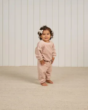 Baby Girl Sets | 2PCS: Blush Velour Sweatshirt and Pants Set | Quincy Mae