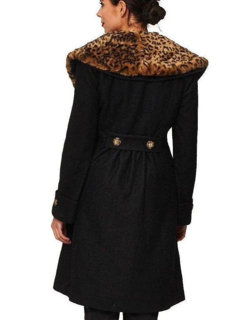 Banned UK Winter Coat Leopard Black