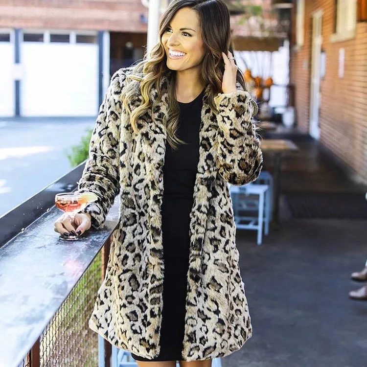 BB Dakota Leopard Faux Fur Coat NWT- Size XS