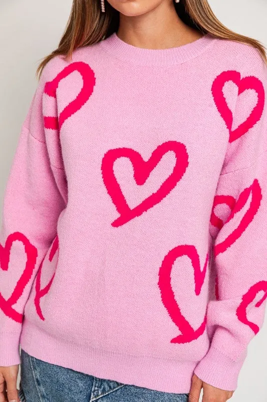 Bianca Heart Pattern Knit Sweater