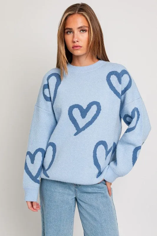 Bianca Heart Pattern Knit Sweater