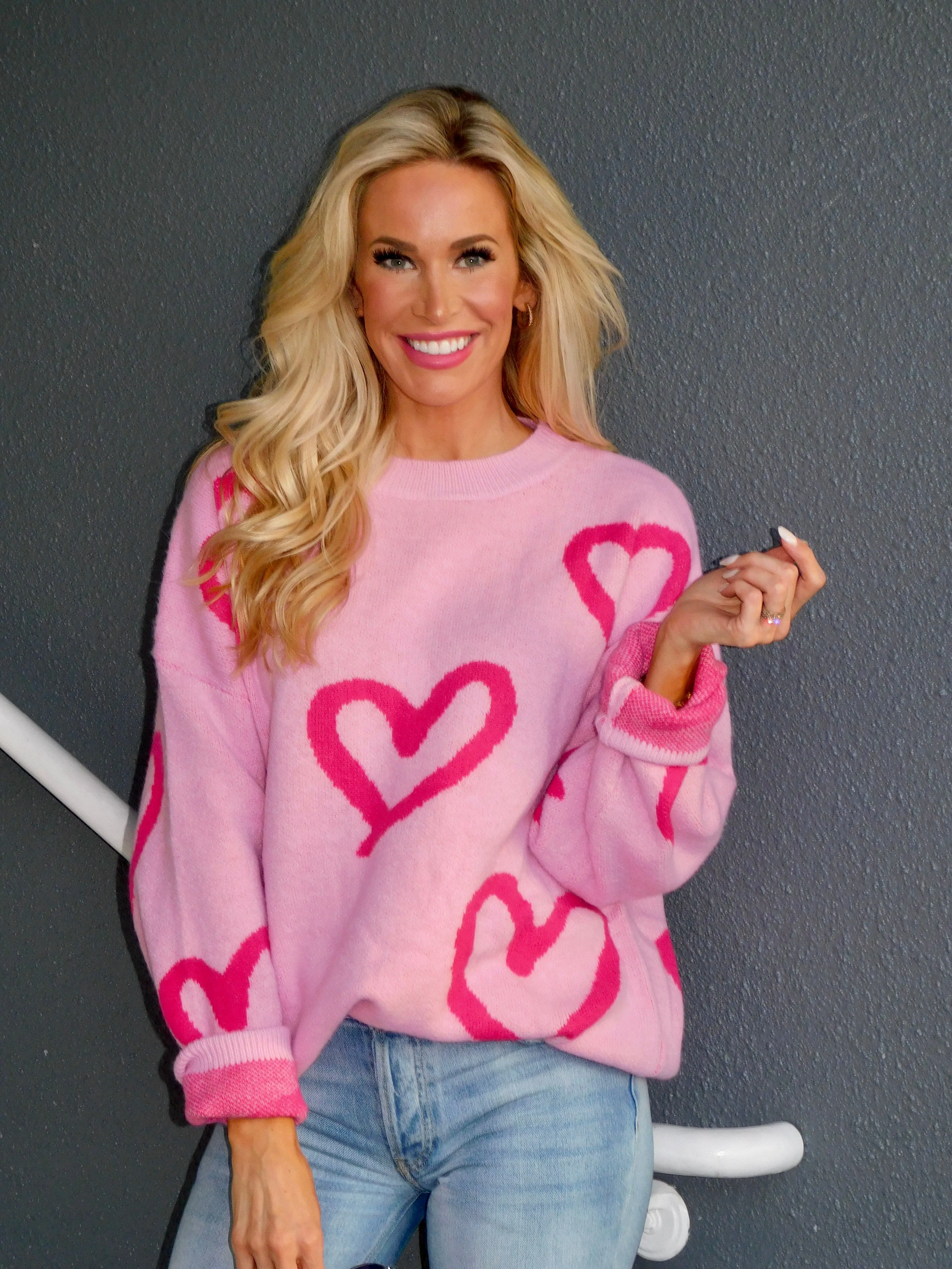 Bianca Heart Pattern Knit Sweater