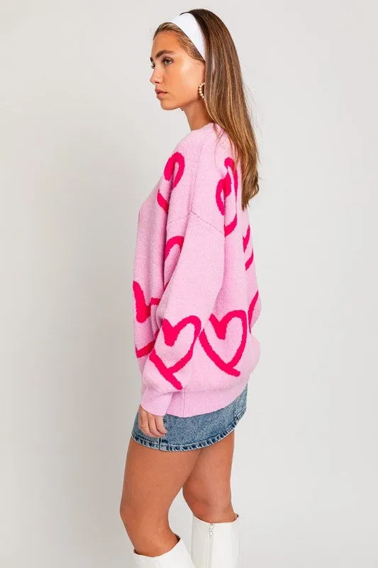 Bianca Heart Pattern Knit Sweater