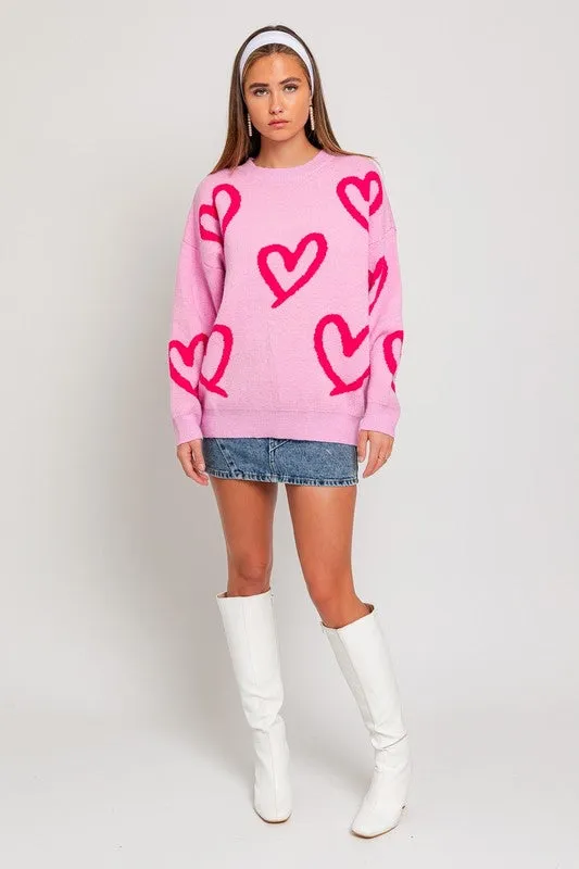 Bianca Heart Pattern Knit Sweater