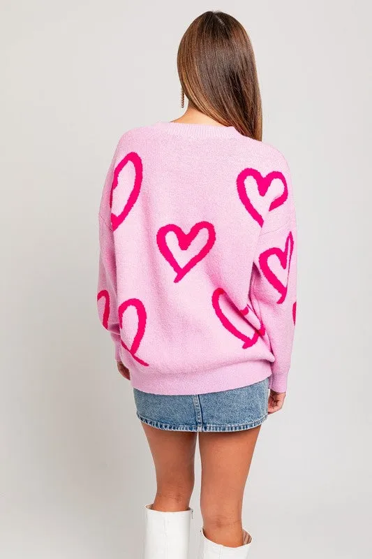 Bianca Heart Pattern Knit Sweater