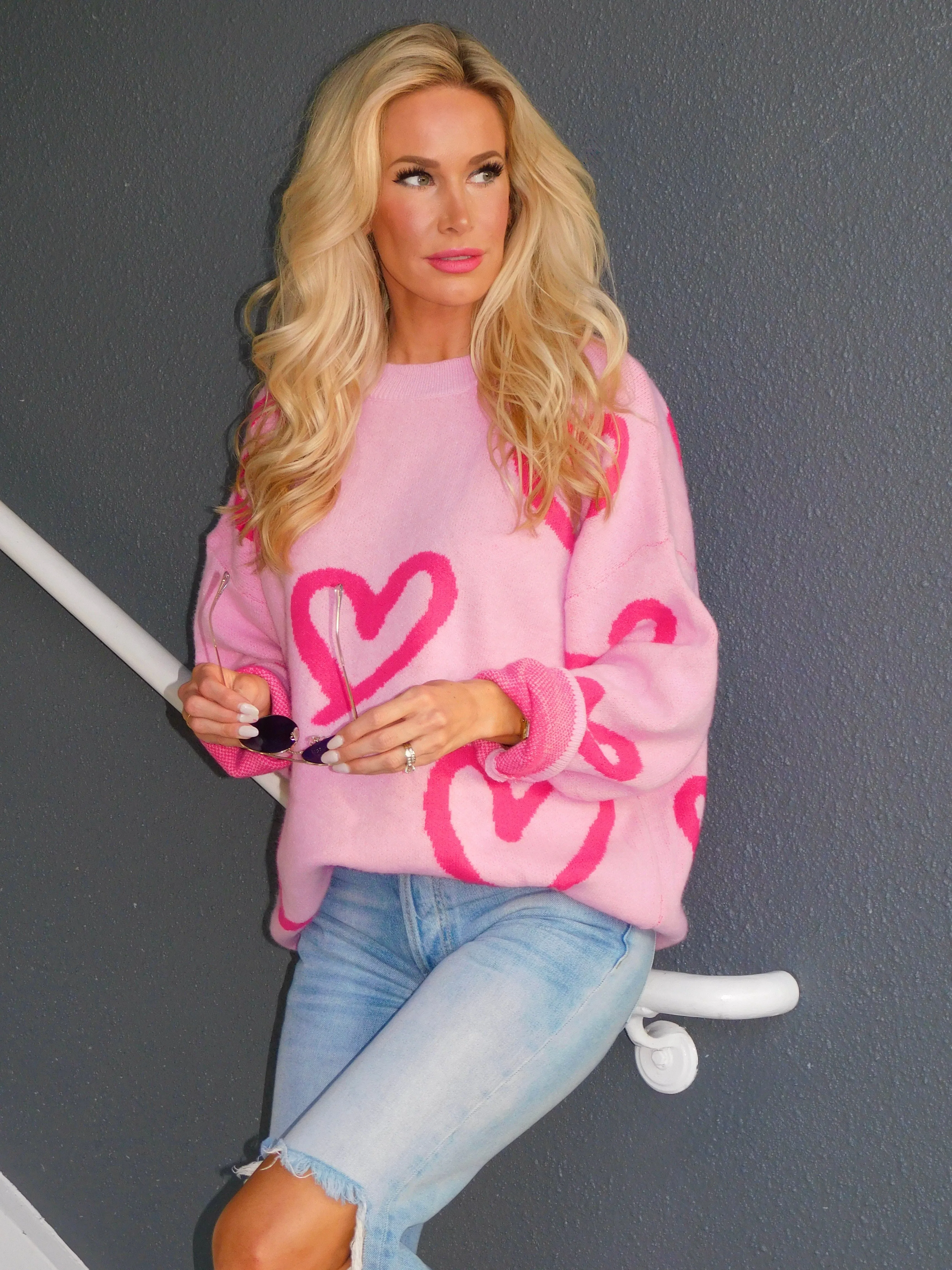 Bianca Heart Pattern Knit Sweater