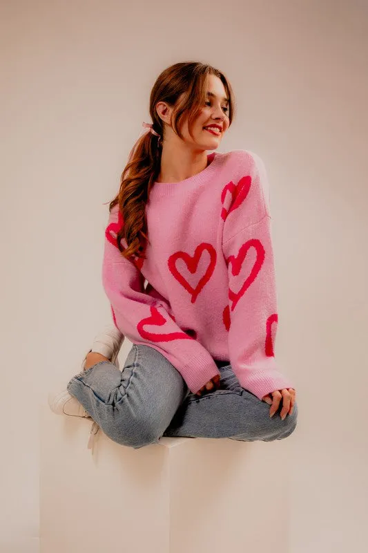 Bianca Heart Pattern Knit Sweater