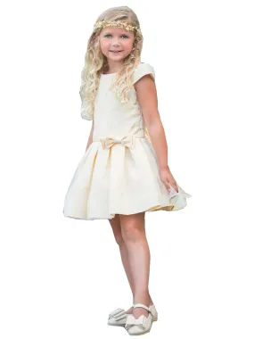 Big Girls Yellow Jacquard Organza Junior Bridesmaid Dress 8-12