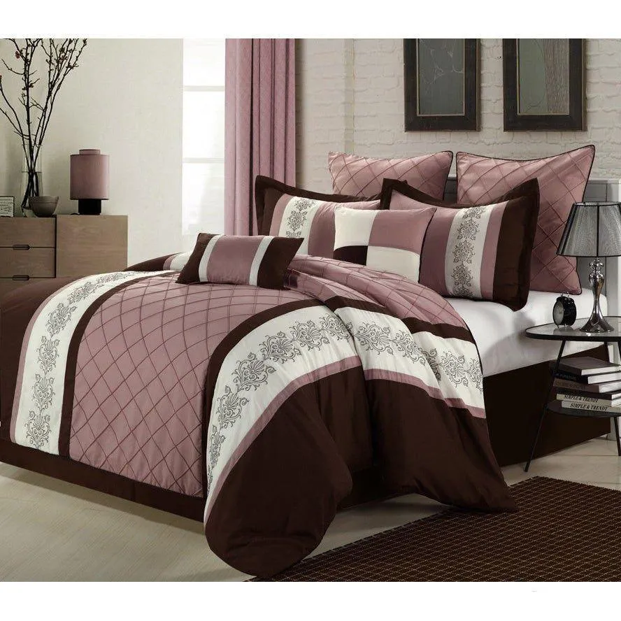 Black & White Luxury Pleated Duvet Set with Printed Patch