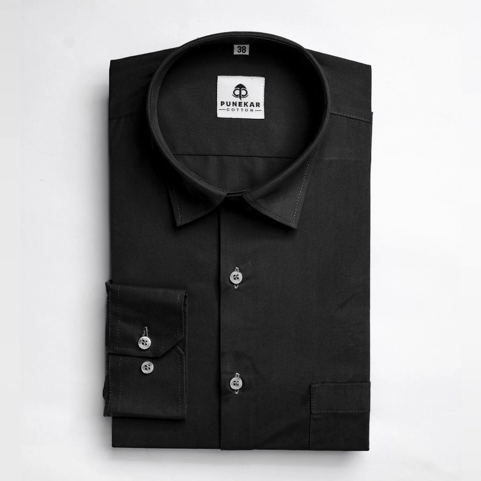 Black Color Lycra Twill Cotton Shirt For Men