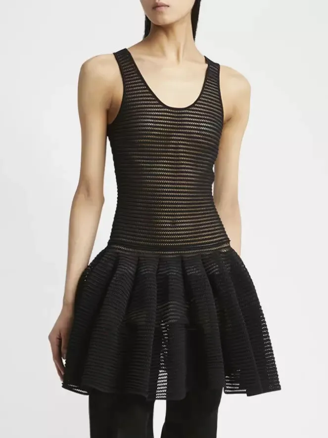 Black Crinoline Knit Dress with Under Slip