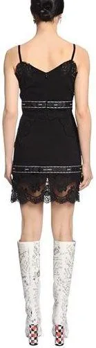 Black Lace-Trim Slip-Dress