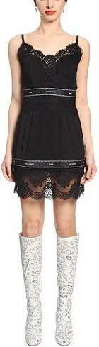 Black Lace-Trim Slip-Dress