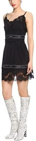 Black Lace-Trim Slip-Dress