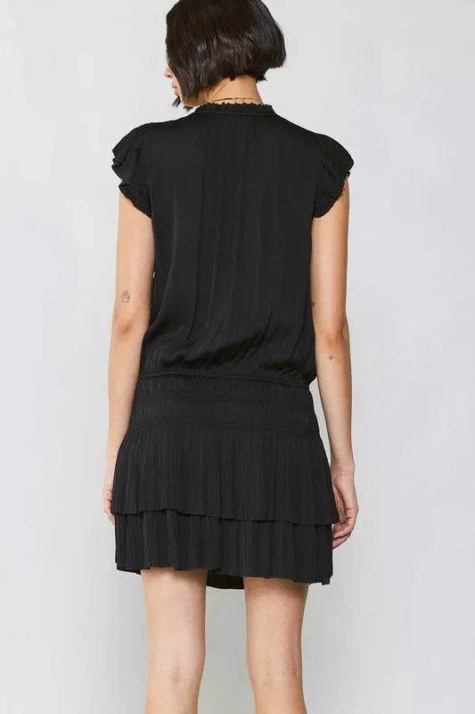 Black Mini Dress With Pleated Skirt