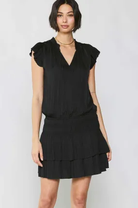 Black Mini Dress With Pleated Skirt